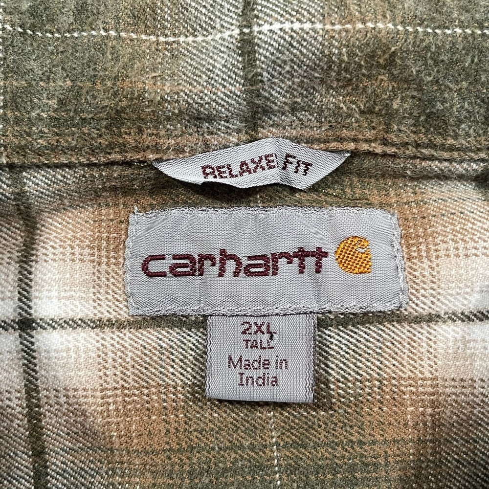 Carhartt Shirt Mens 2XL Tall Flannel Plaid Relaxed Fit Workwear - Picture 3 of 7